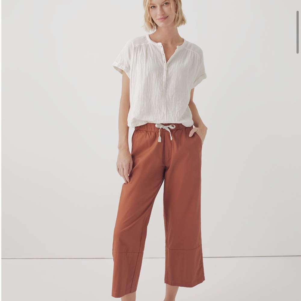 Pact Women's Rust Wide-Leg Pants
